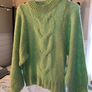 Vintage inspired Cable knit sweater in light green